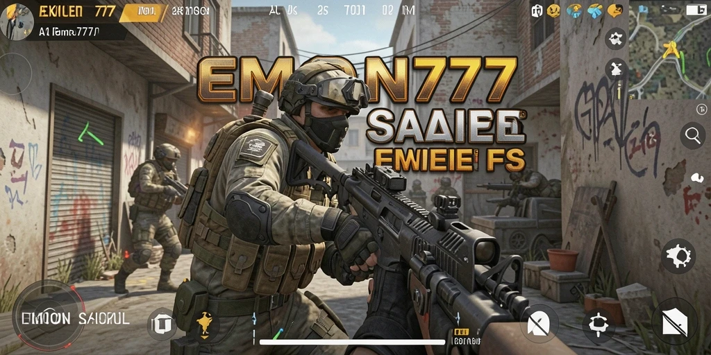 Tampilan gameplay seru dari EMON777 dengan aksi FPS yang mendebarkan.