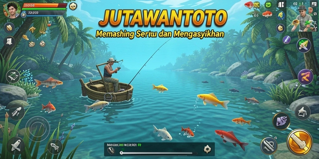 Tampilan gameplay JUTAWANTOTO yang menampilkan pengalaman memancing yang mendebarkan.