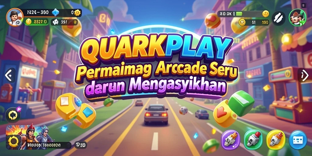 Tampilan atraktif gameplay QUARKPLAY di layar ponsel.