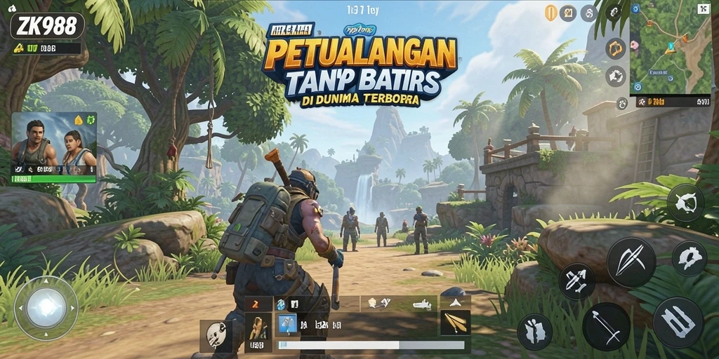 Tangkapan layar gameplay ZK988 memperlihatkan petualangan seru di dunia terbuka.